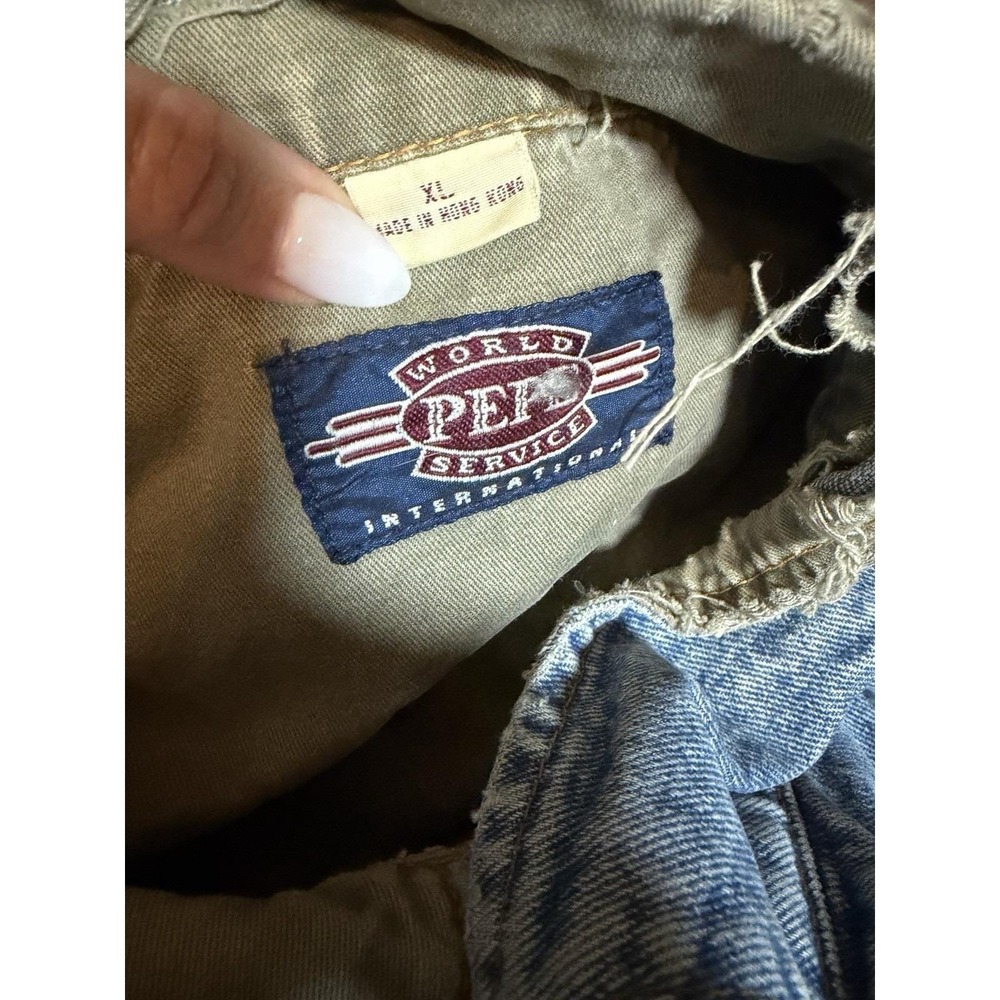 VINTAGE Pepe Jacket Mens XLarge Blue Denim Jean Trucker 90s Y2K Hip Hop Coat - Picture 2 of 8